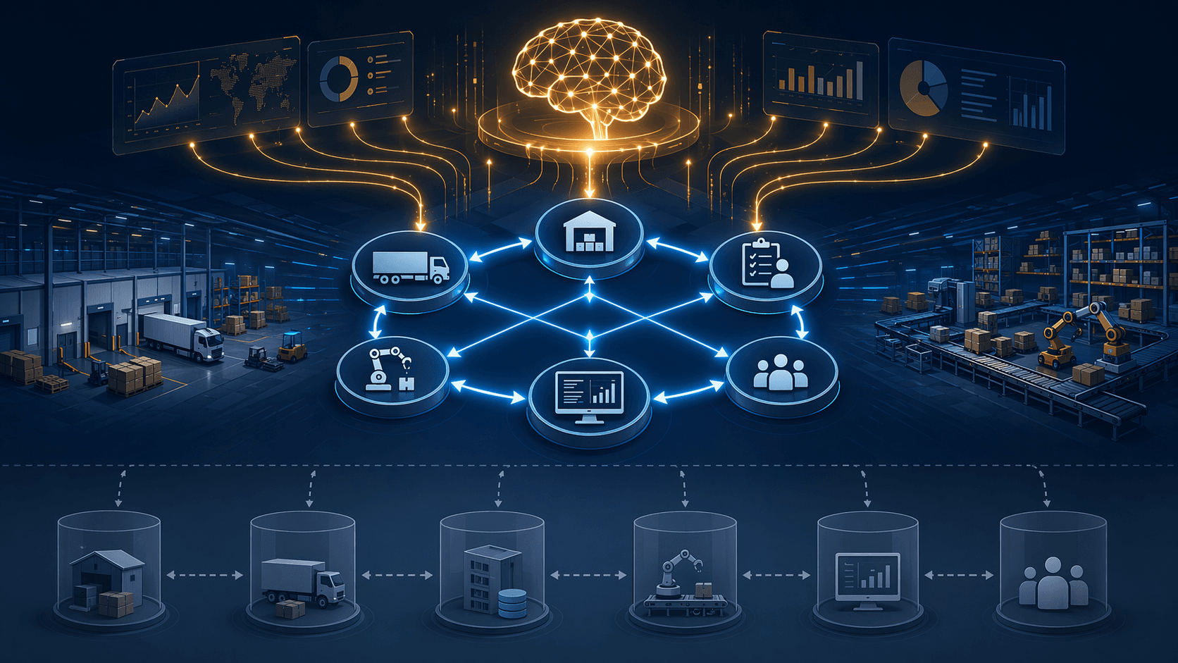 Connected warehouse systems compared with disconnected siloed systems
