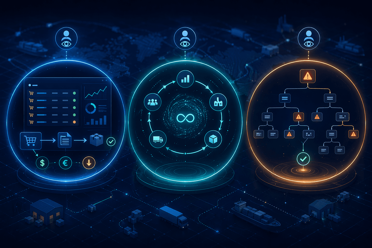 Three bounded agentic AI use cases with human oversight: purchase optimization, integrated planning, and root cause analysis