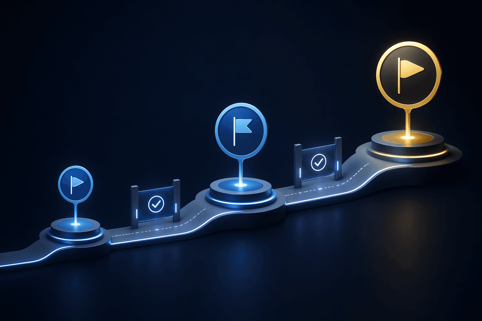 Stepped supply chain AI maturity pathway with stage-gate milestones