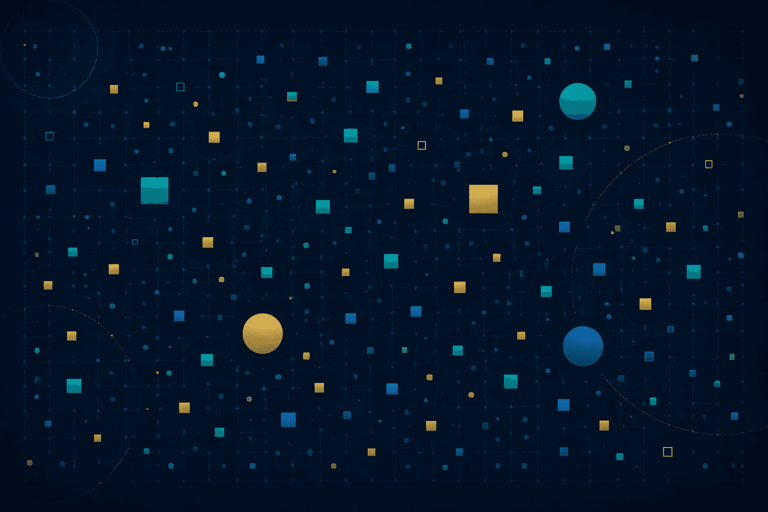 A fragmented competitive landscape with many small elements and no dominant center.
