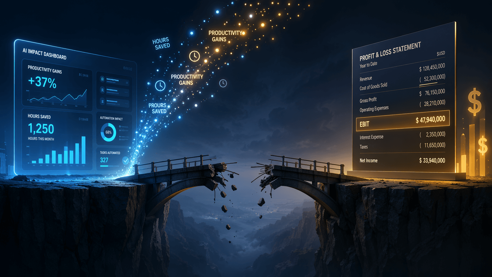 Broken bridge between AI productivity metrics and EBIT impact