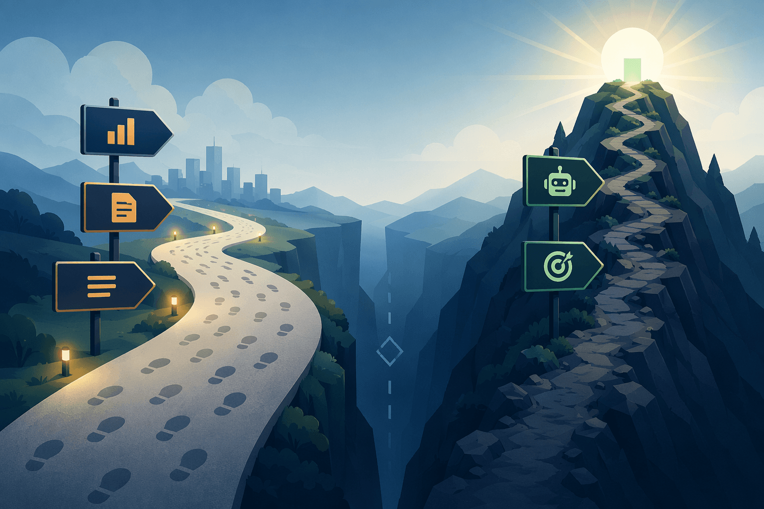 Two diverging procurement AI paths showing popular use cases and higher-potential agentic sourcing and compliance ROI