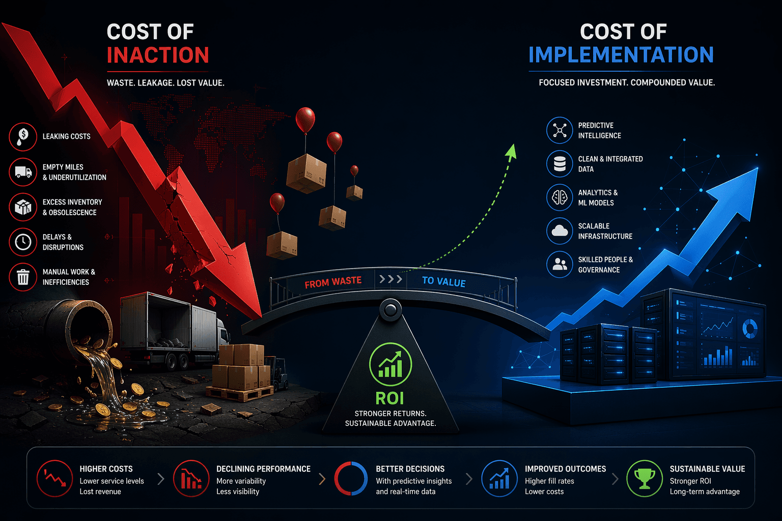 Financial comparison of inaction costs versus implementation costs