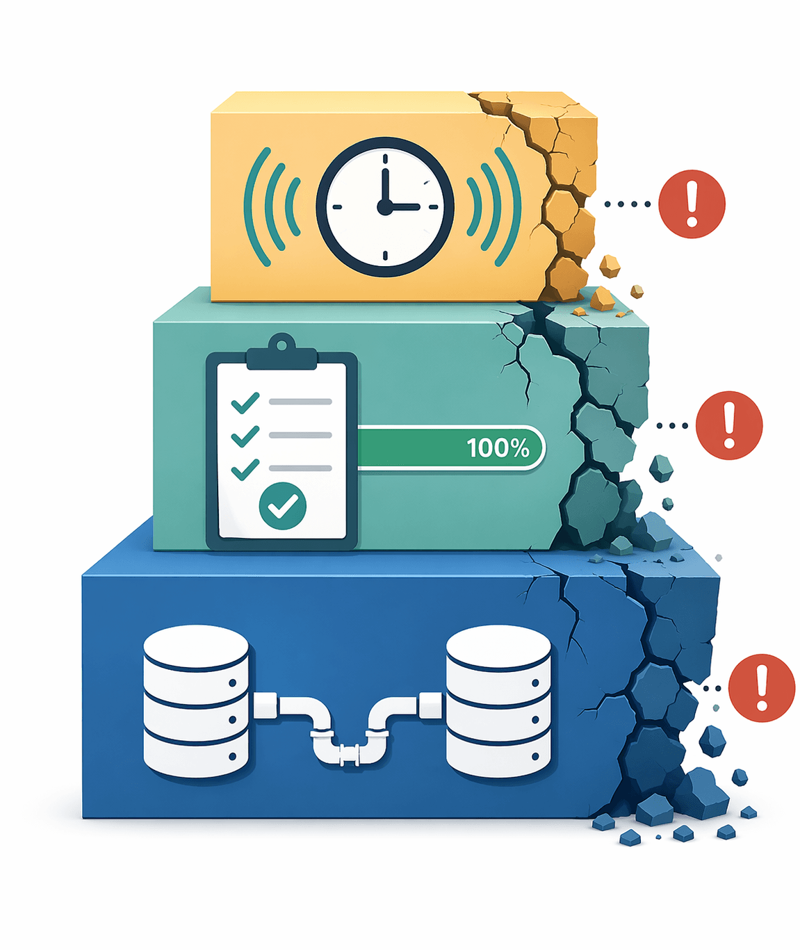 Three-layer stacked foundation showing ERP/WMS integration, accurate inventory records, and usable supplier lead-time signals