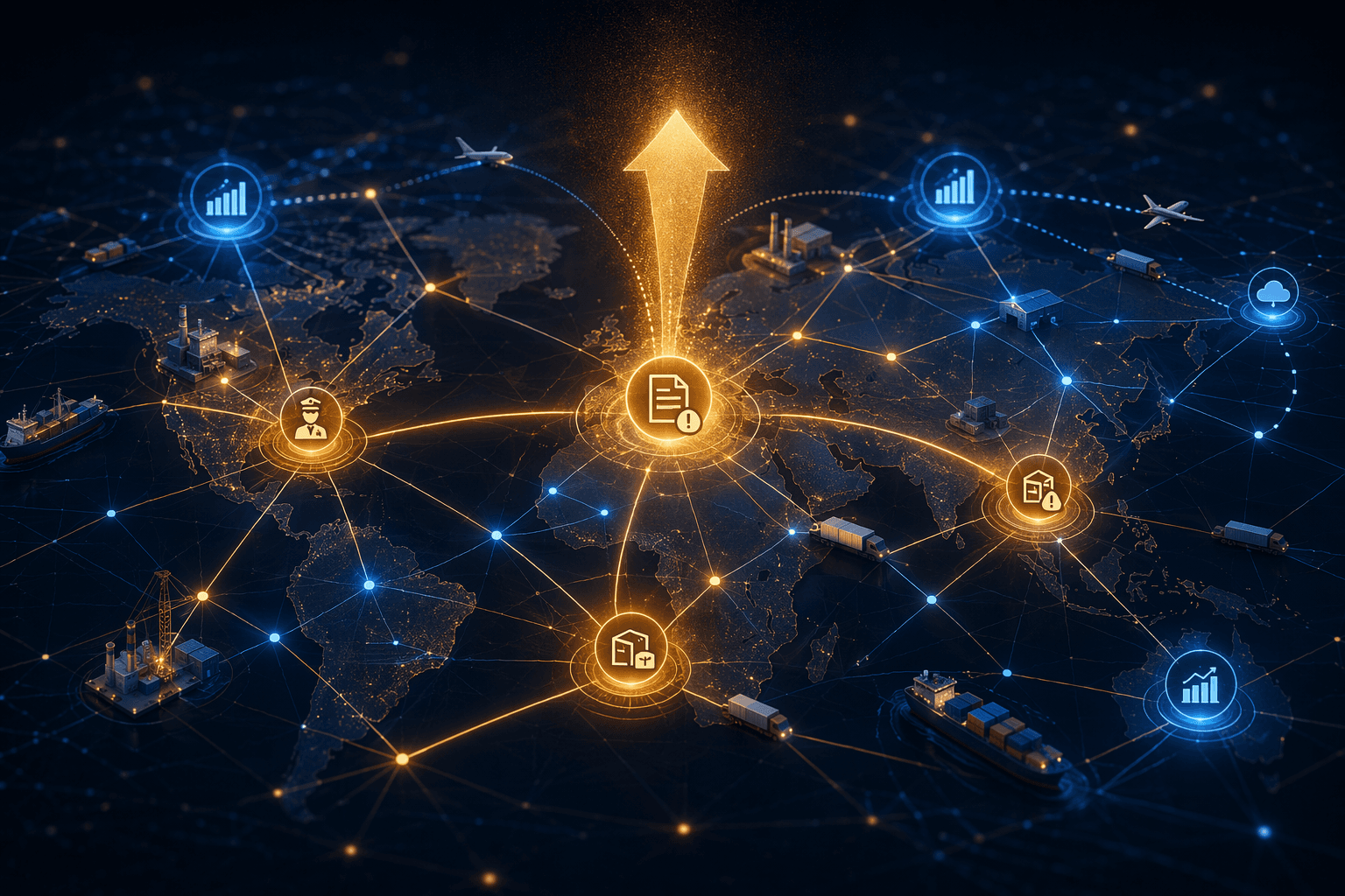 Supply chain network map highlighting operational friction points.