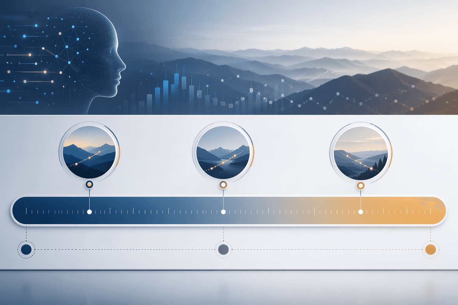 Dashboard-style spectrum showing forecast accuracy across 30-day, 60-day, and 90-day horizons