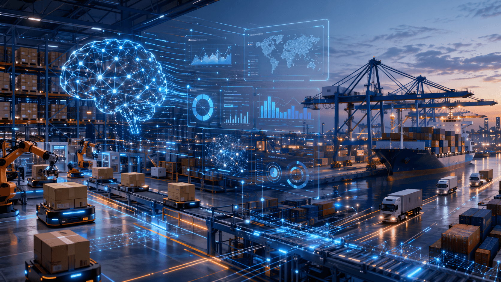 AI-powered warehouse and shipping port operations with KPI dashboards