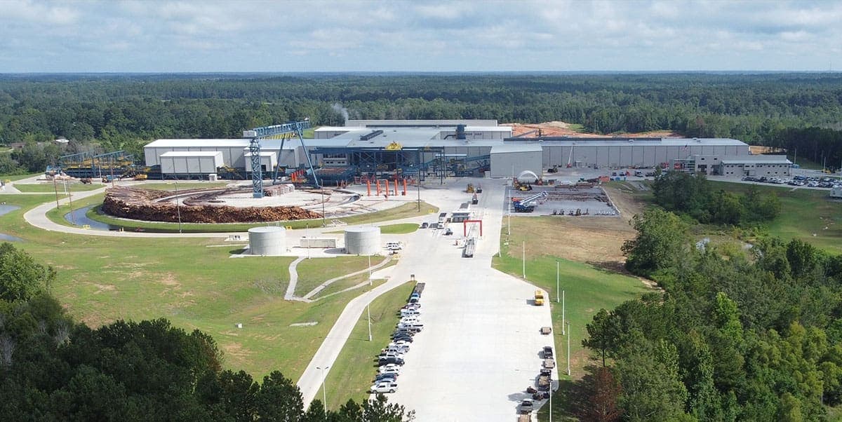 Idaho Forest Group lumber mill facility with timber processing structures and industrial yard