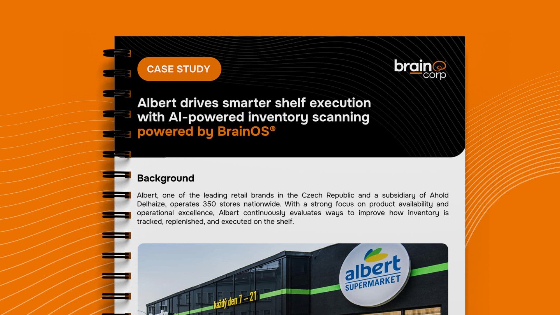 Brain Corp shelf-scanning robot in an Albert supermarket aisle