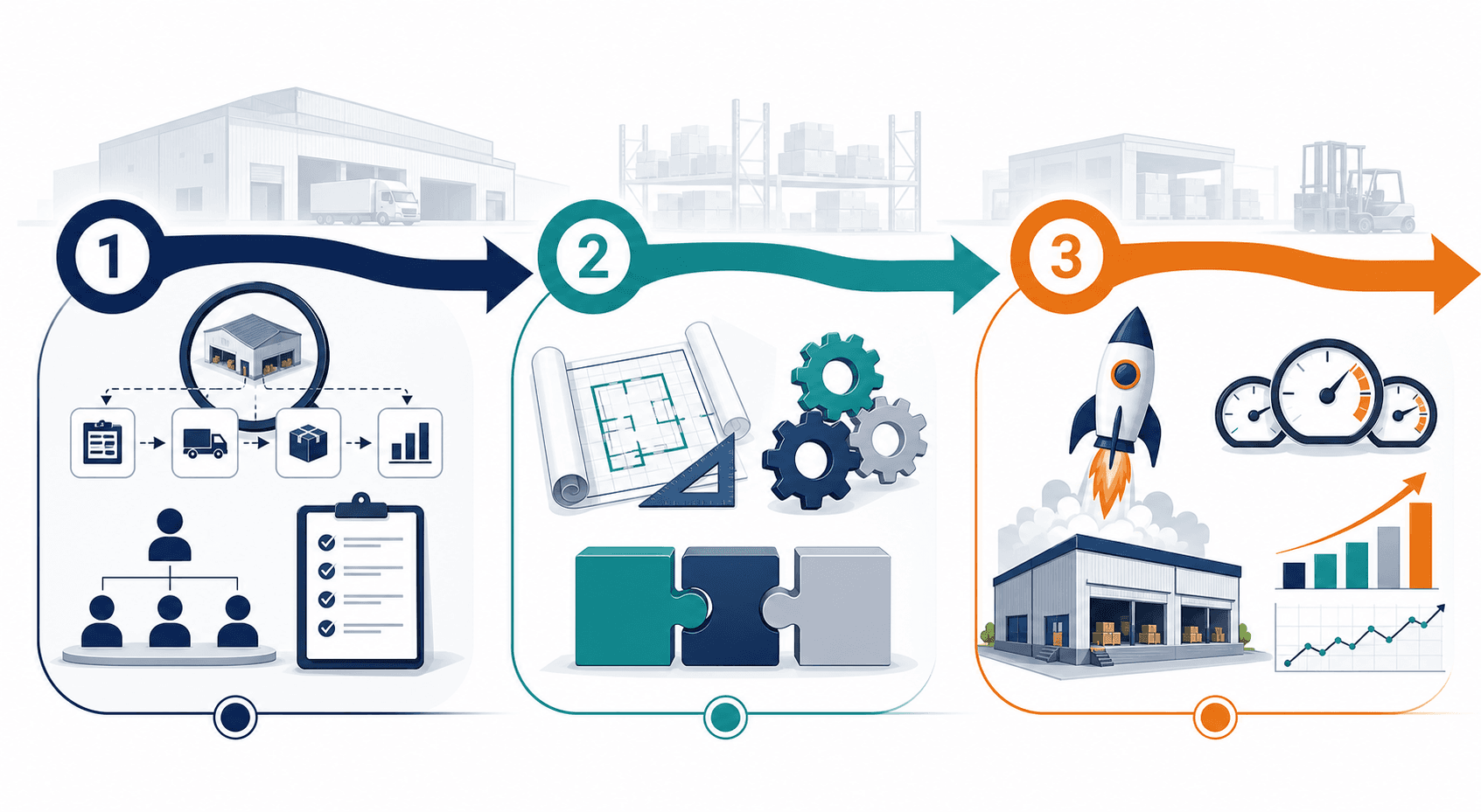 Flat vector illustration of a 90-day strategic roadmap timeline divided into three 30-day segments.