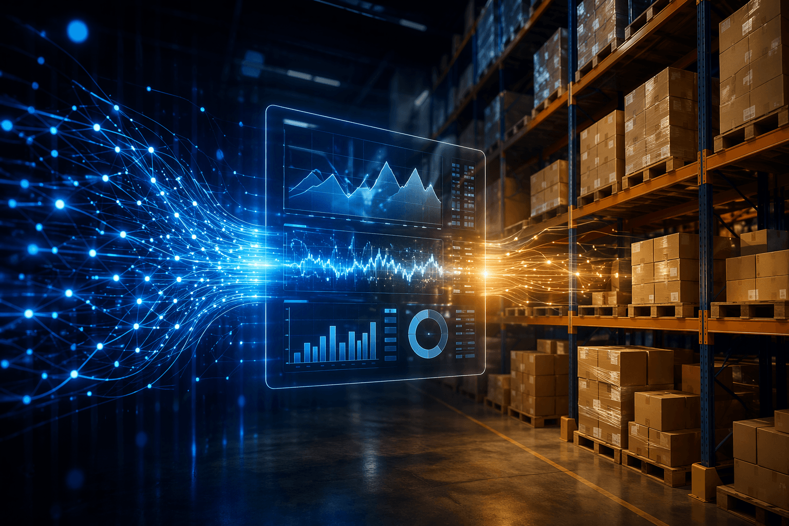 AI forecasting signals flowing into warehouse inventory decisions