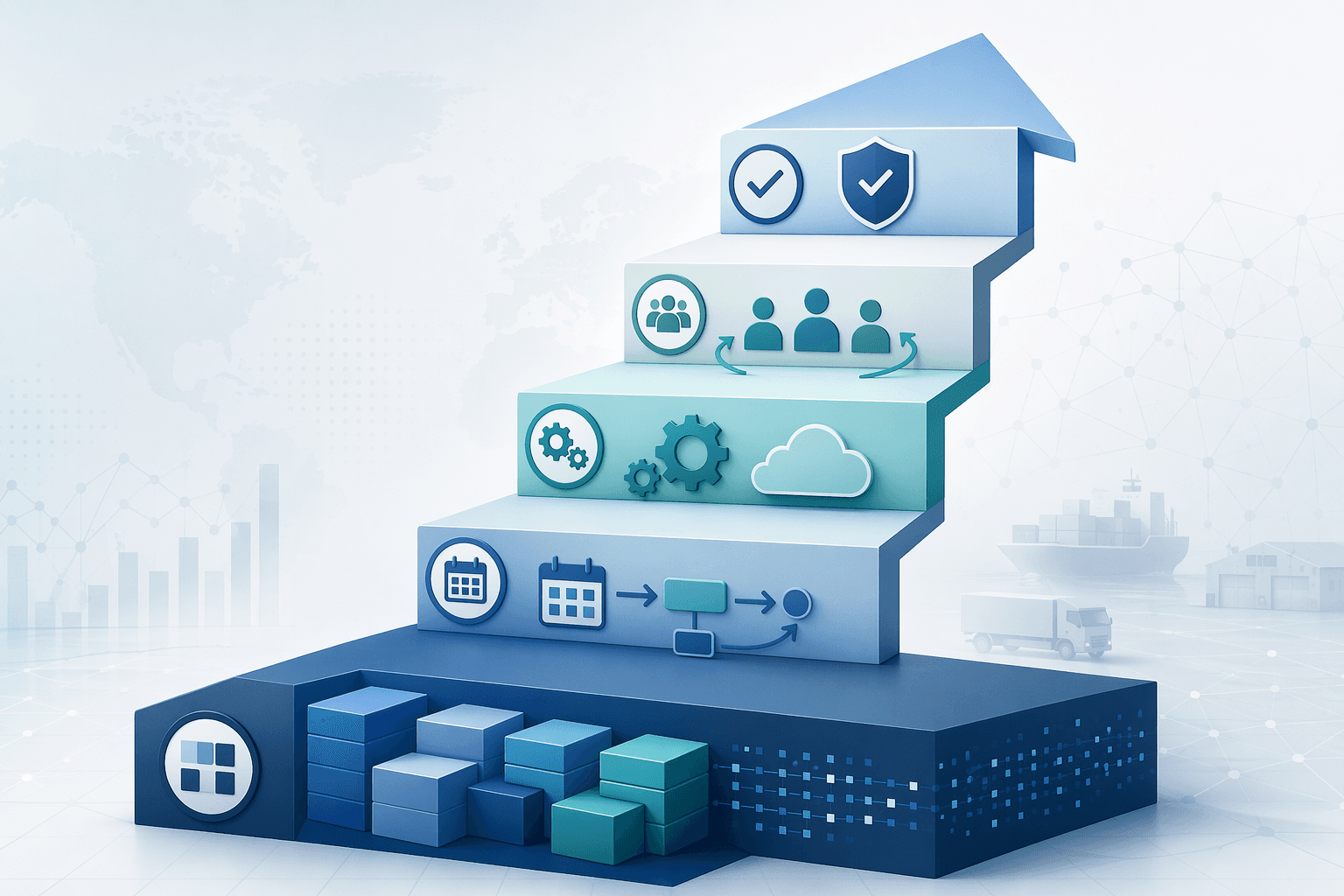 Five-stage AI-to-ROI maturity framework.