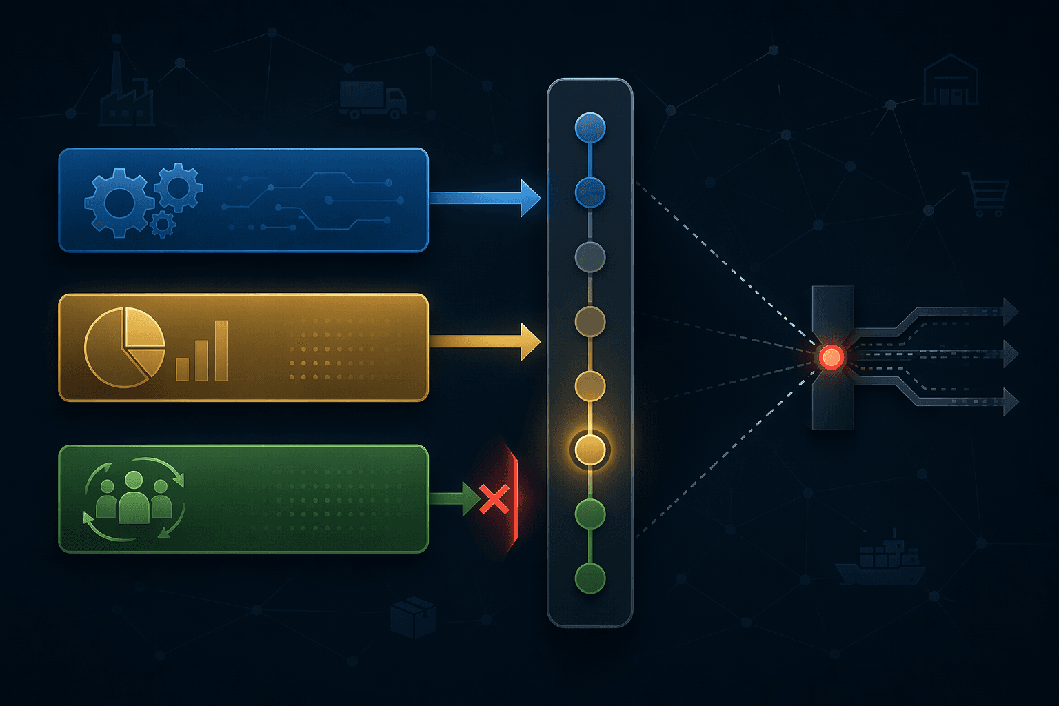 Three maturity pillars pointing toward a blocked supply chain AI bottleneck
