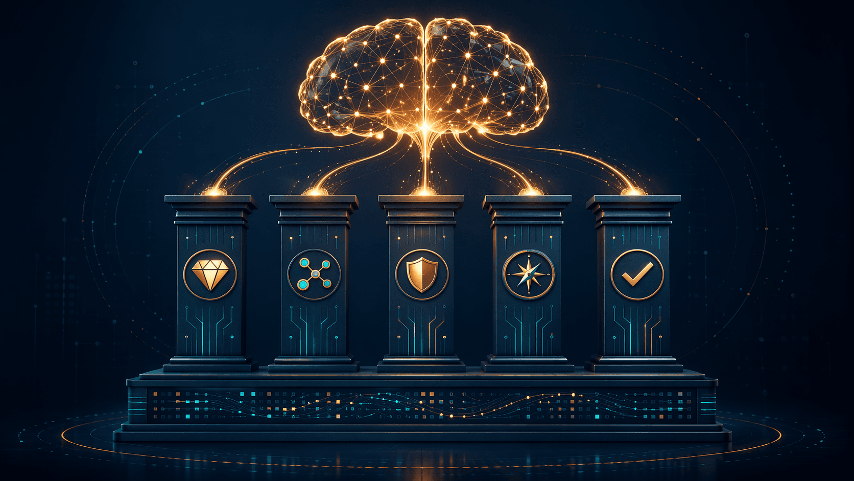 Five data readiness pillars supporting an AI warehouse layer