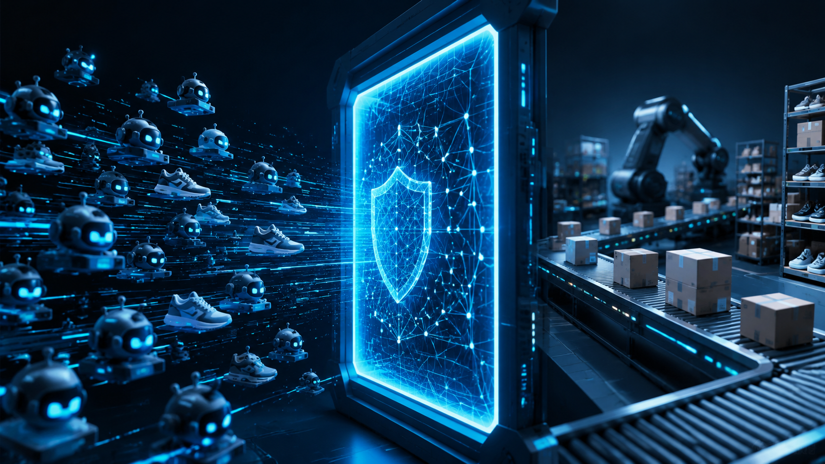 Digital gateway filtering automated bot traffic before warehouse fulfillment