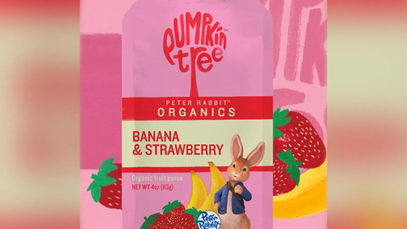 Peter Rabbit Organics Strawberry and Banana fruit puree pouches from the July 2026 recall