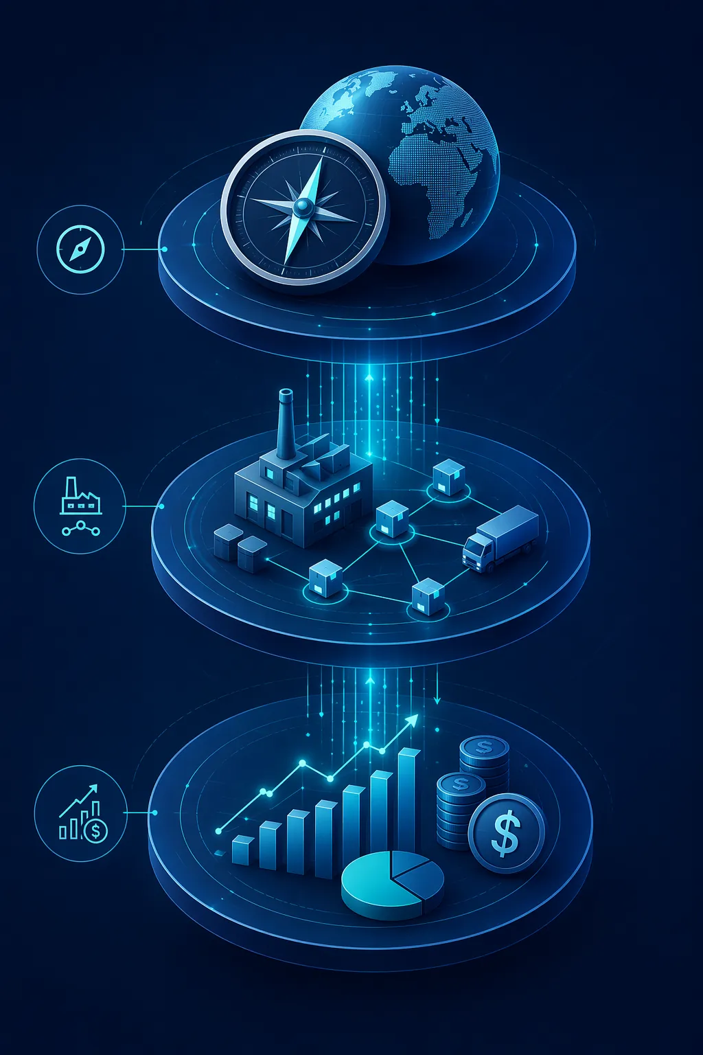 Three-layer planning architecture connecting strategic operational and financial planning