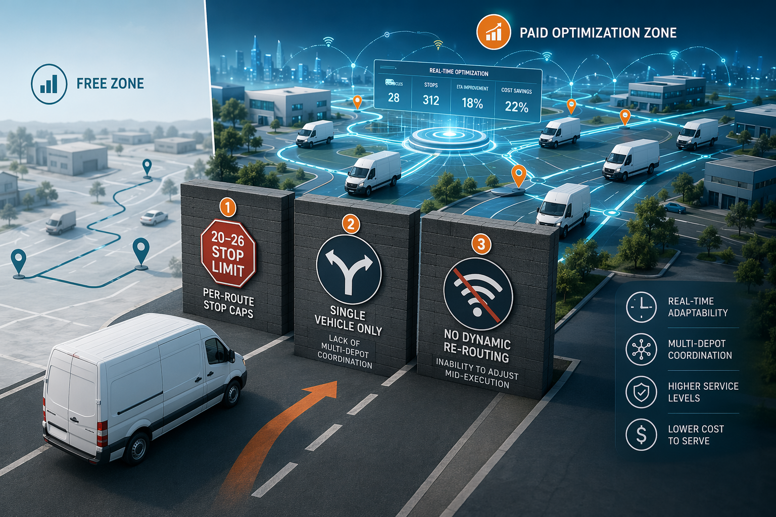 When Free AI Route Optimization Fails: The Three Dead Zones That Make Paid Tools Worth It