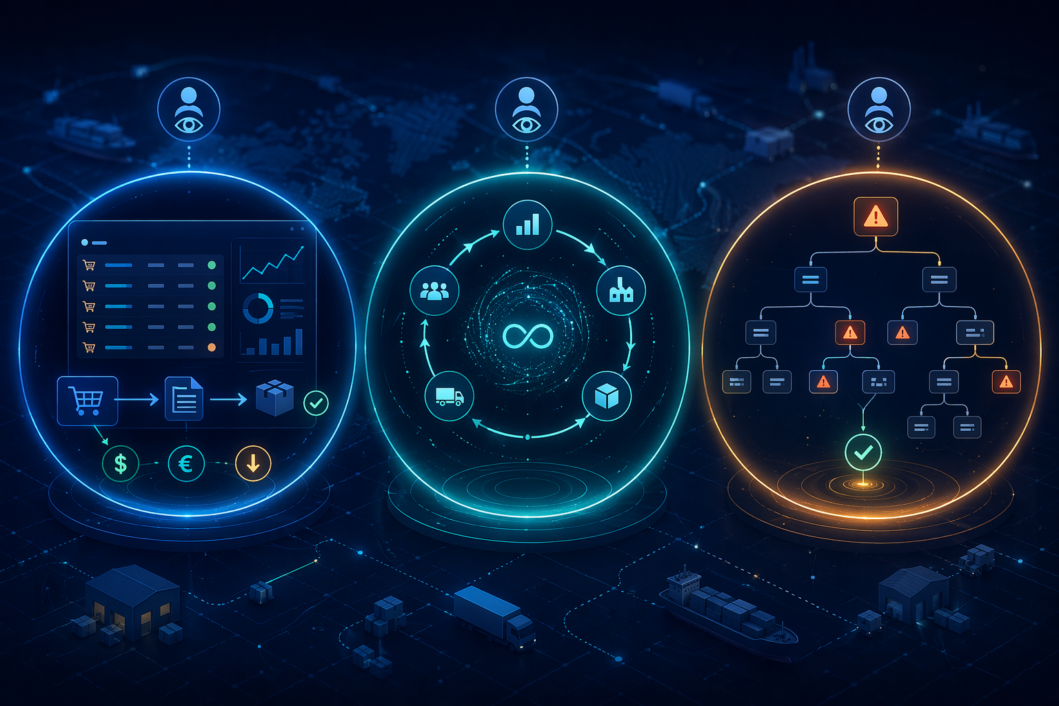Three bounded agentic AI use cases with human oversight: purchase optimization, integrated planning, and root cause analysis