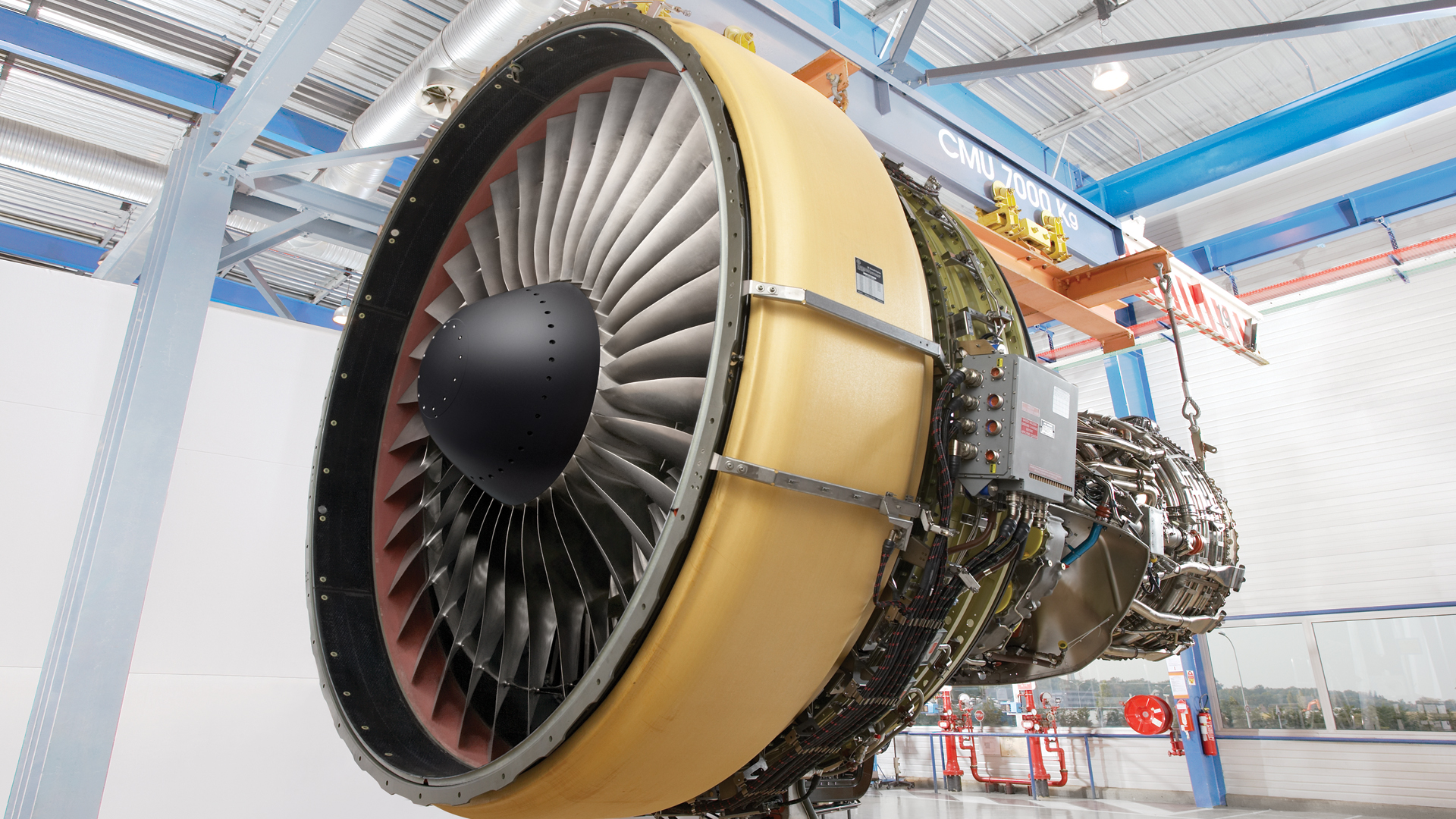 Side profile of a GE Aerospace CF6 commercial aircraft engine