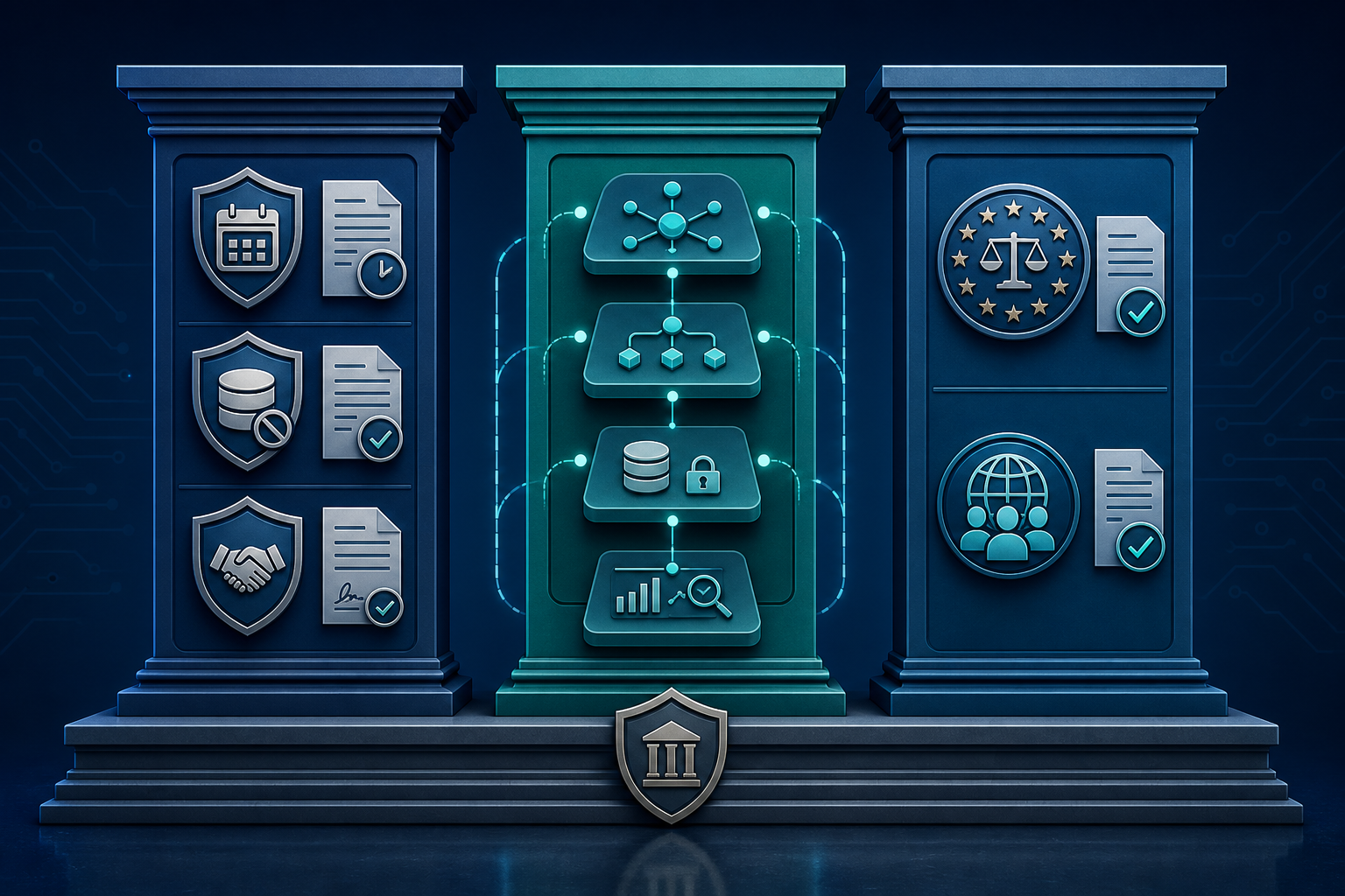 Three-pillar framework for AI vendor governance covering contracts, architecture, and compliance