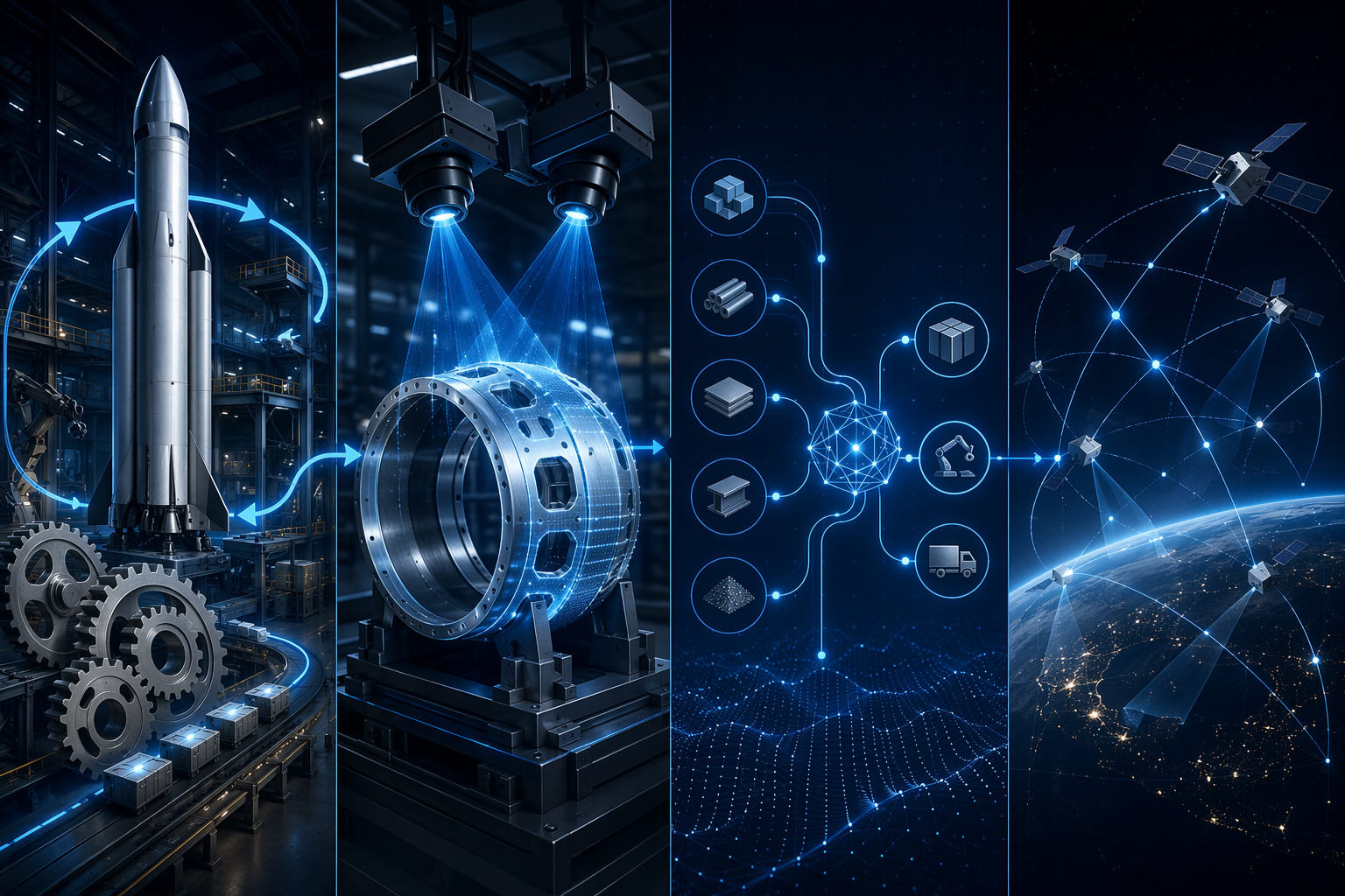 Four distinct AI-driven supply chain capabilities: vertical integration, computer vision, algorithmic material planning, and autonomous logistics
