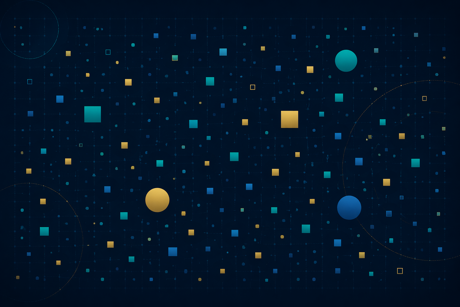 A fragmented competitive landscape with many small elements and no dominant center.