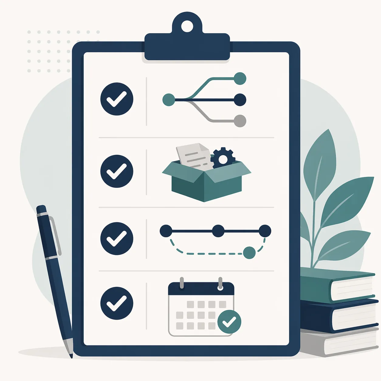 Procurement evaluation framework with icons for model diversification, dependency disclosure, fallback plans, and review-date discipline