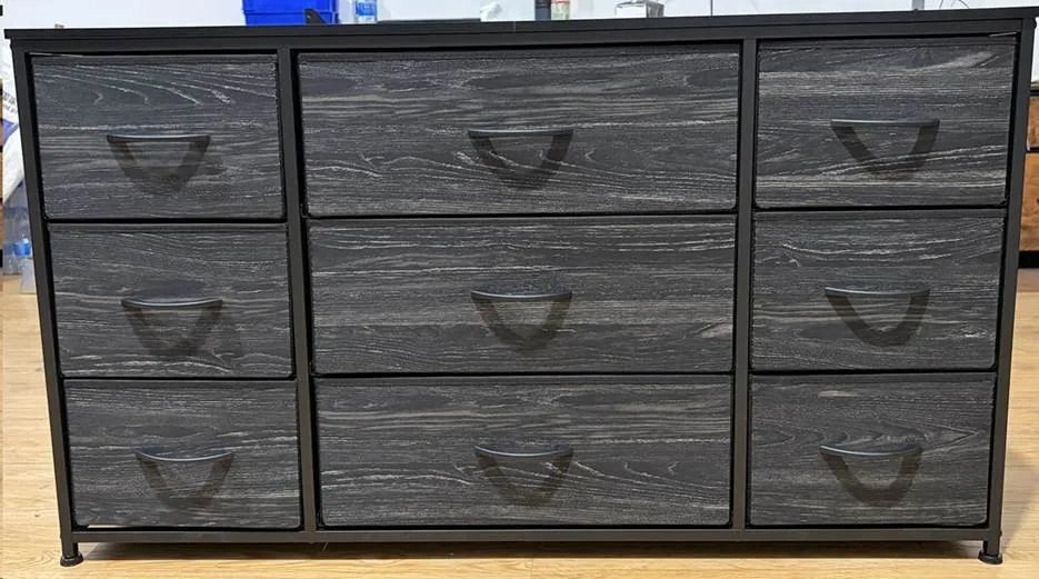 Beige fabric nine-drawer EnHomee dresser shown in the official CPSC recall notice