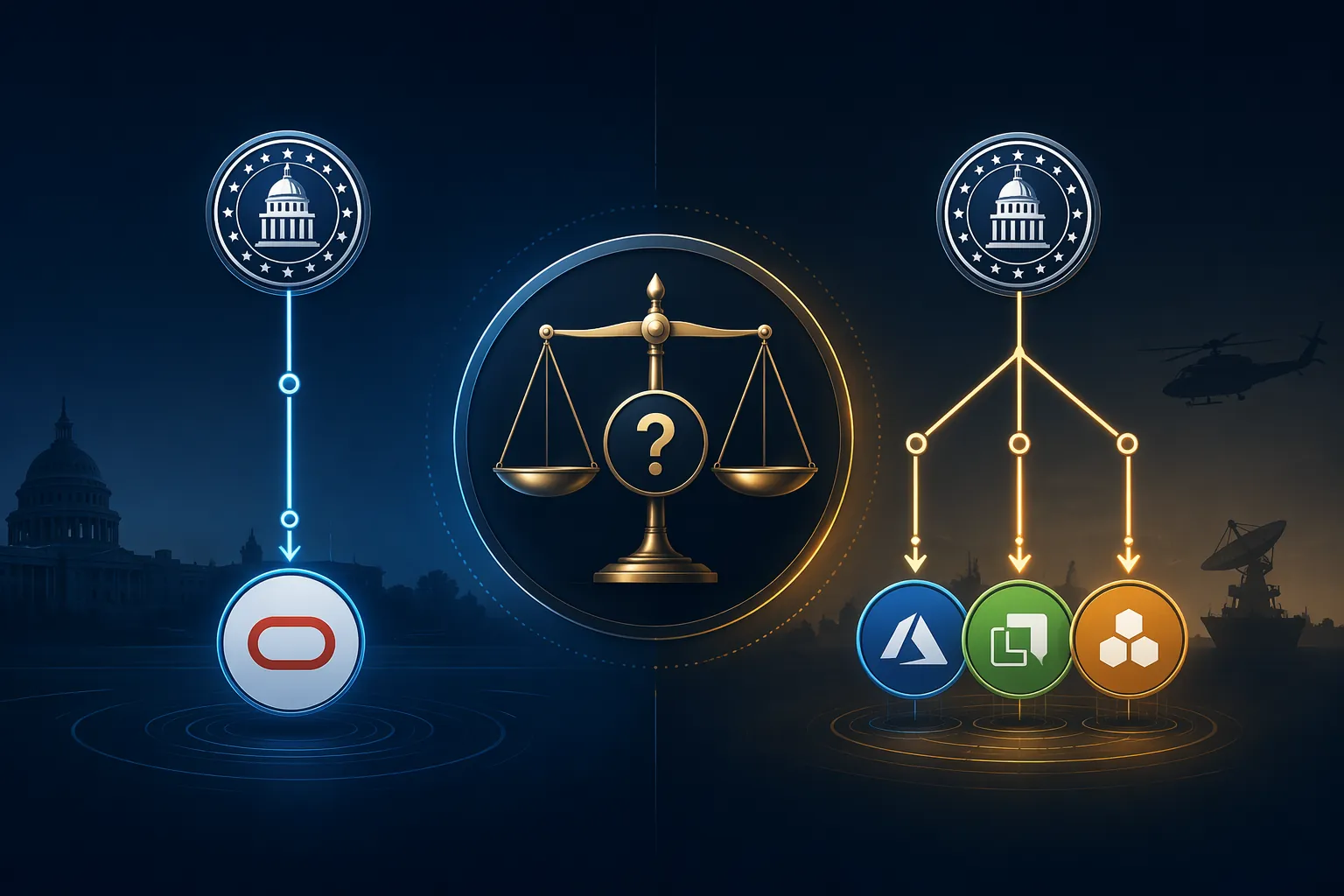 Decision framework comparing a streamlined Oracle procurement path with a multi-vendor planning ecosystem