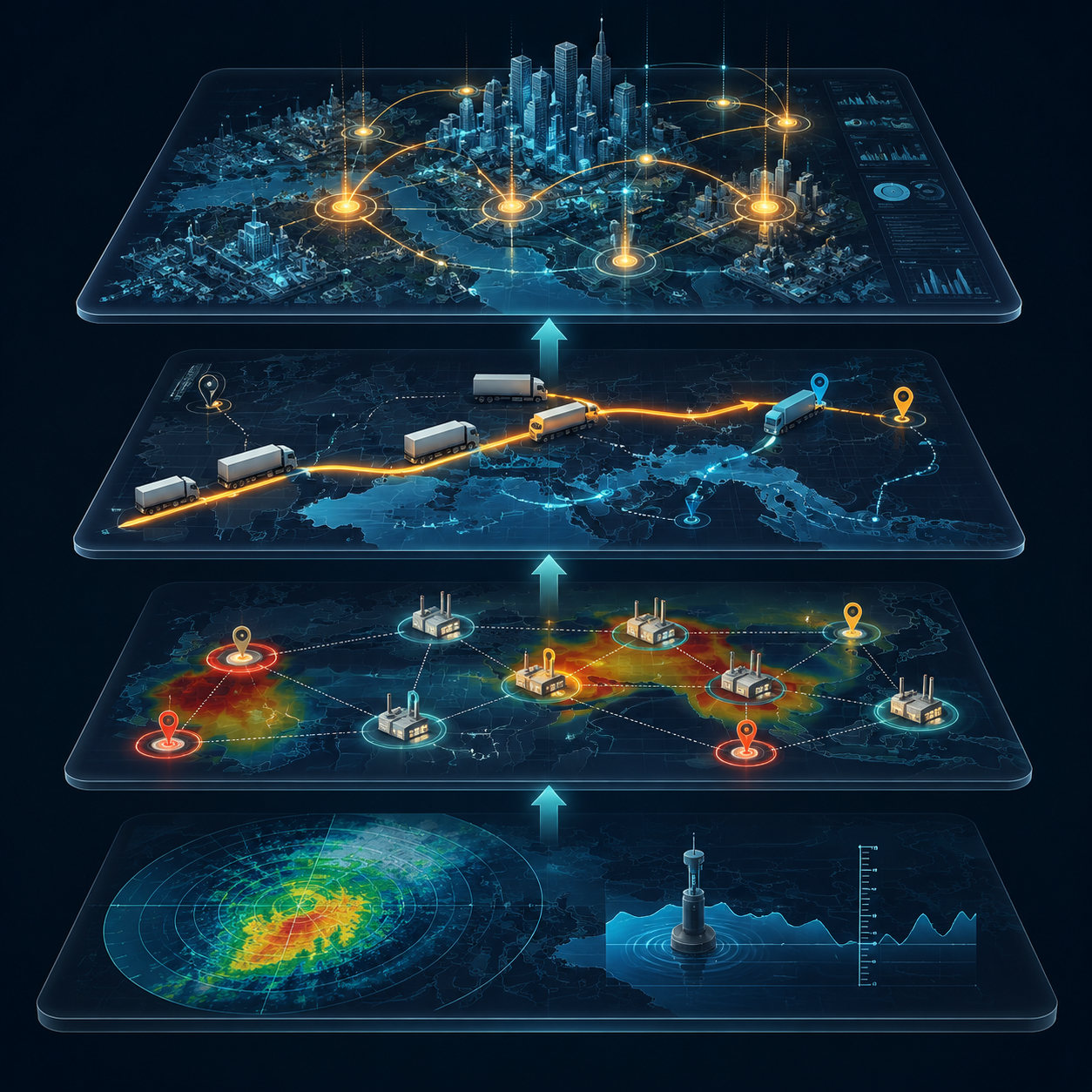 Layered four-tier framework for flood-resilient supply chain AI tools