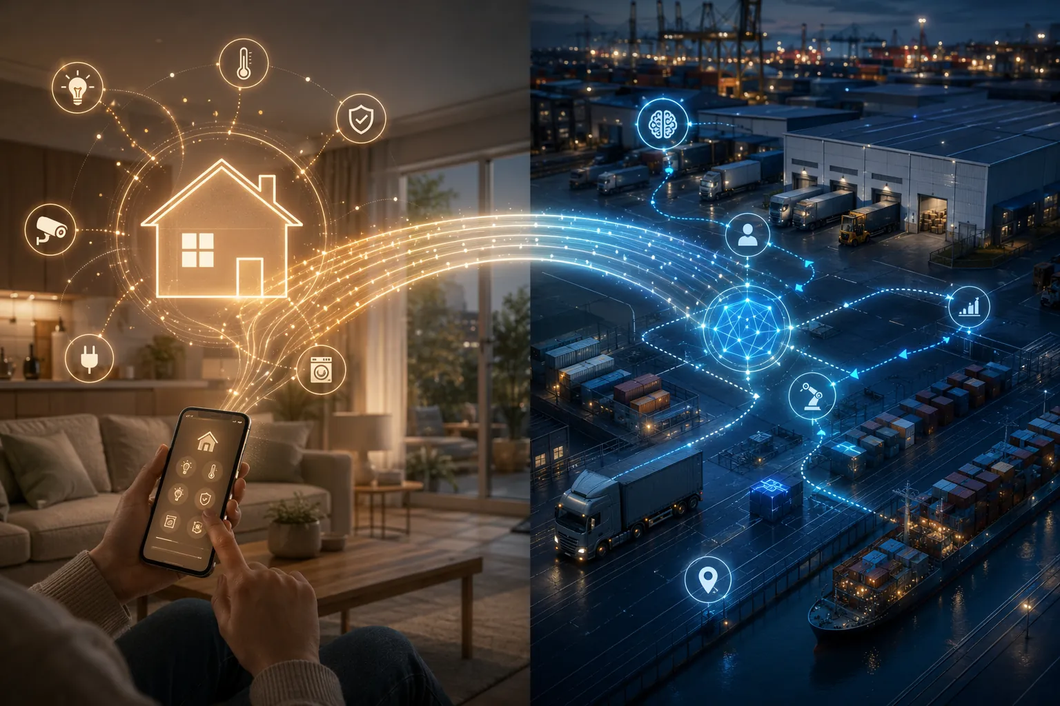 Home management AI connected to industrial supply chain AI agents