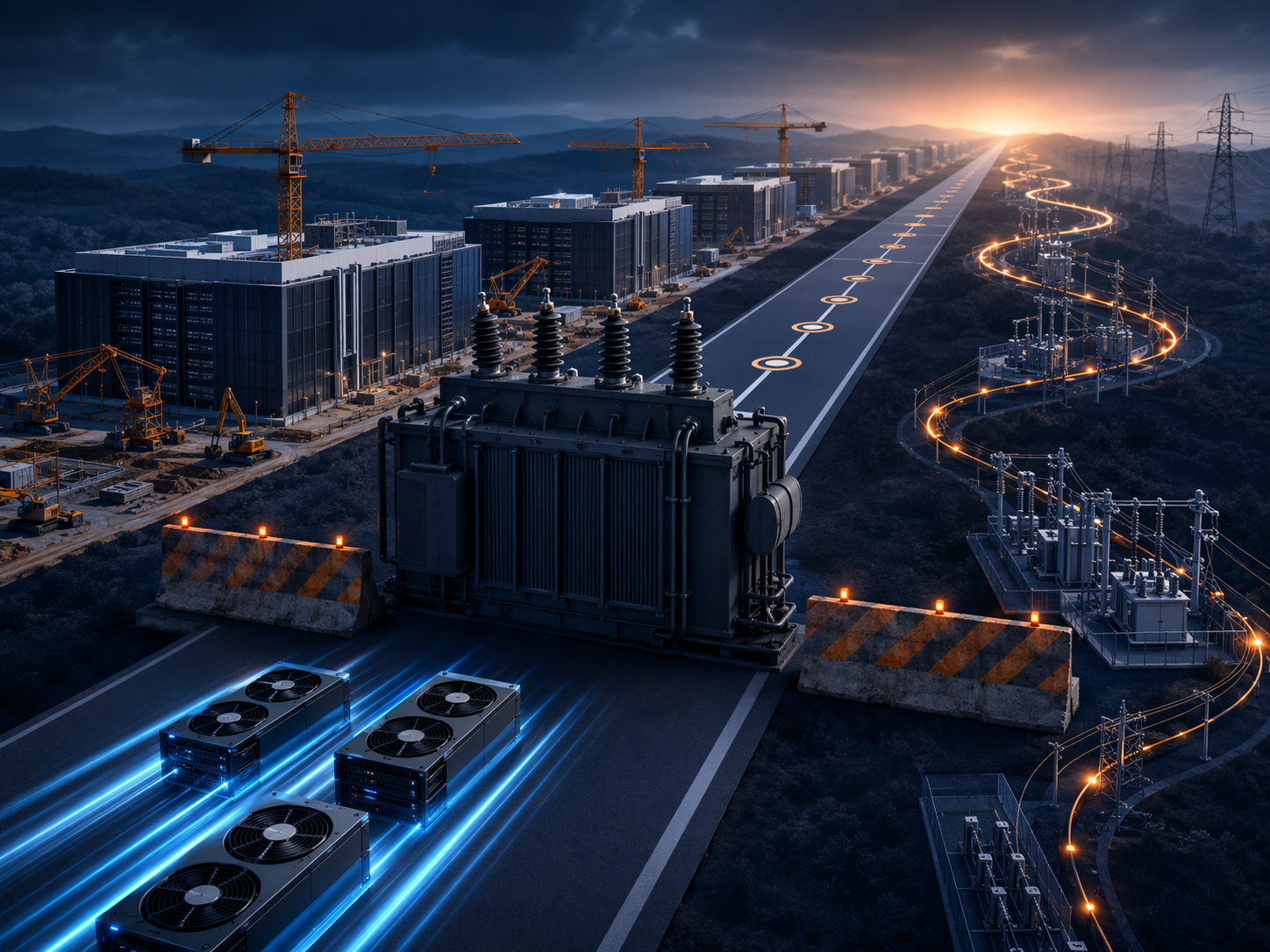 Power transformer blocking a timeline of AI data center projects waiting for utility interconnection