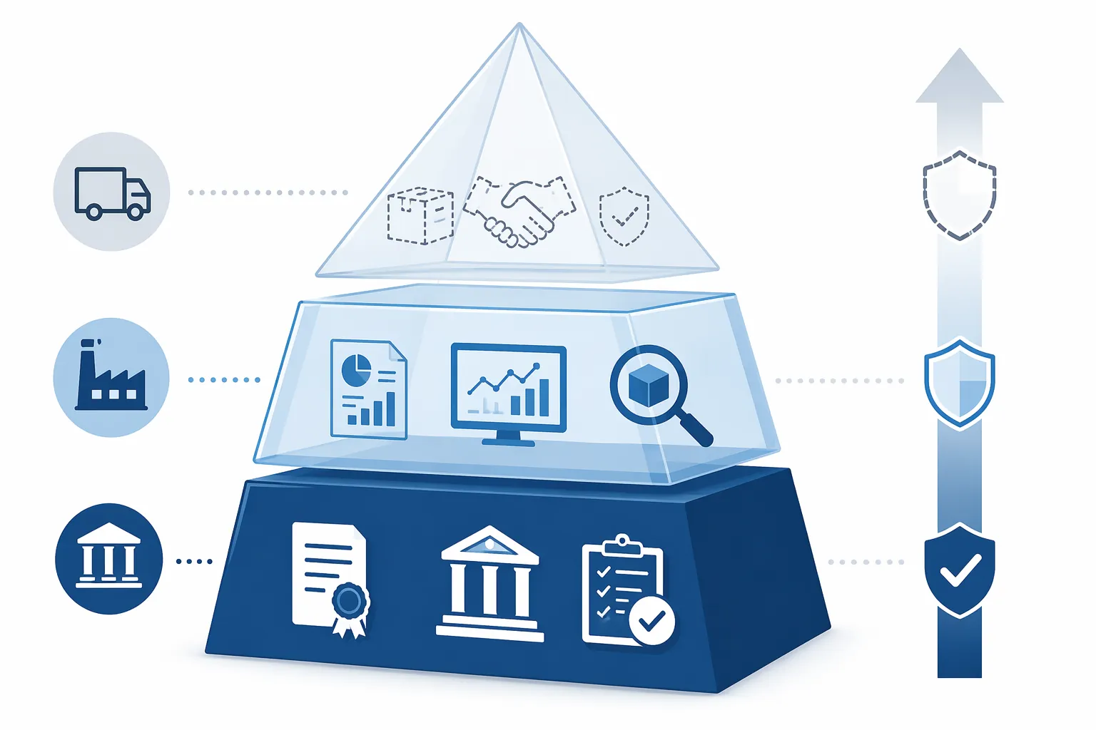 Evidence hierarchy showing different verification quality levels for AI recall-management results