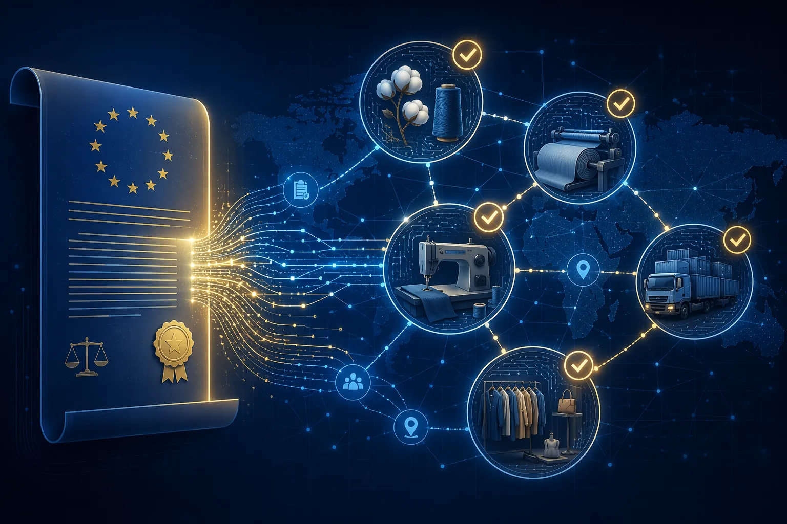 EU CSDDD document sending traceability data through fashion supply chain nodes
