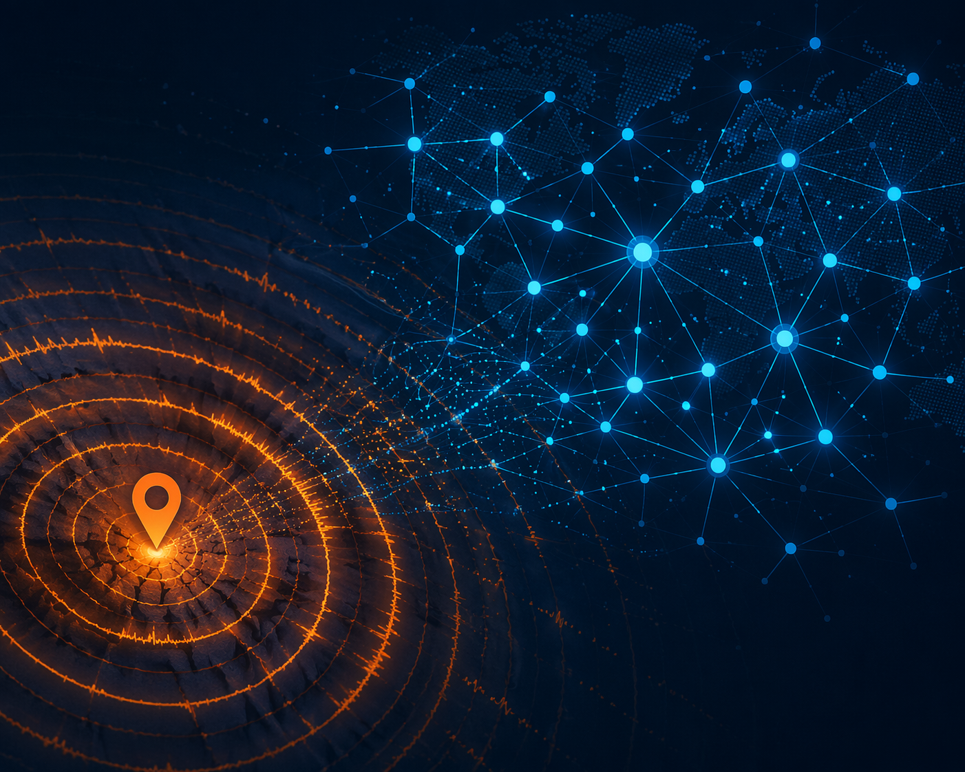 Seismic wave rings transforming into a supply chain network