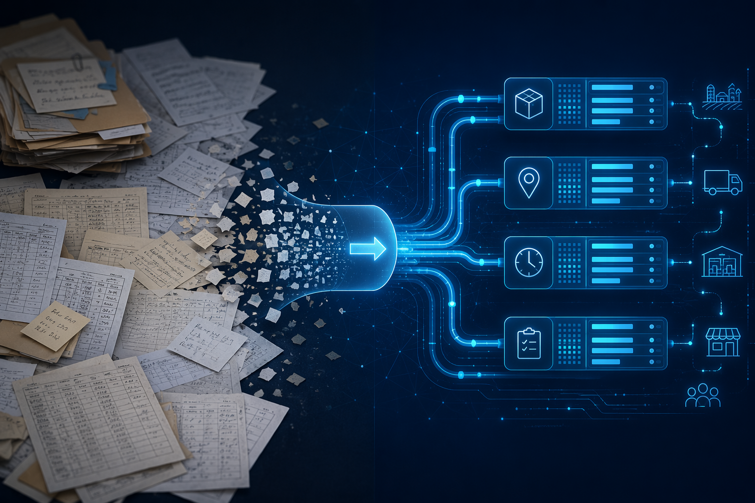 Paper food traceability records transitioning into structured digital lot code and event data
