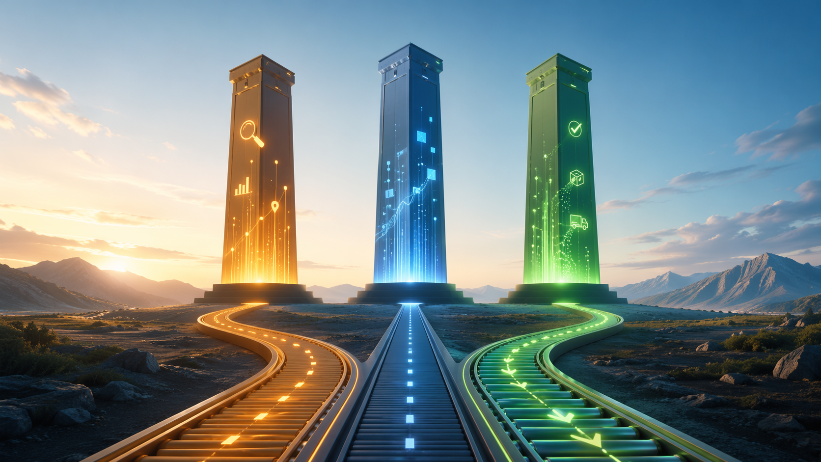 Three paths leading toward visibility-led, planning-led, and execution-led control tower models