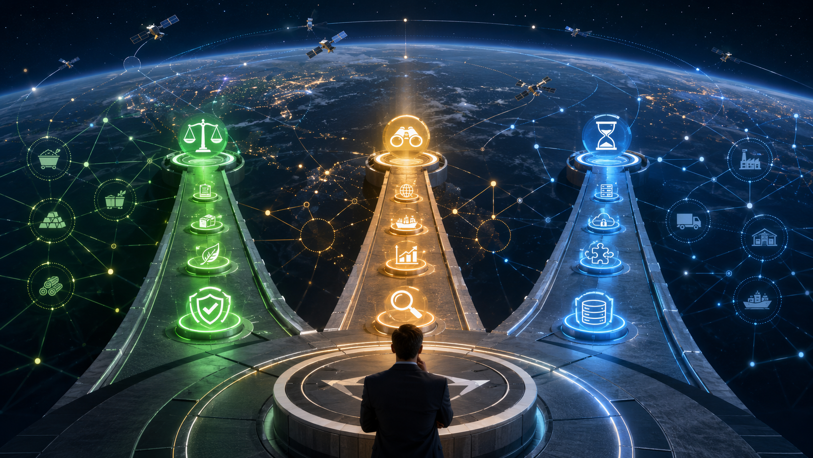 Decision framework with invest, pilot, and wait pathways for satellite supply chain tracking