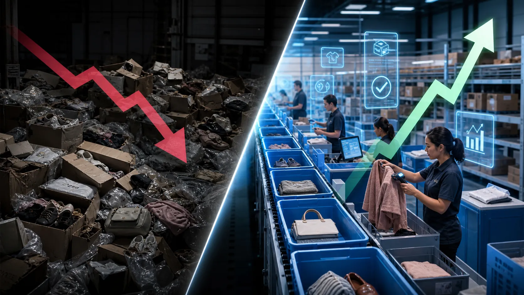 Returned merchandise moving from chaotic value loss to organized AI-assisted value recovery