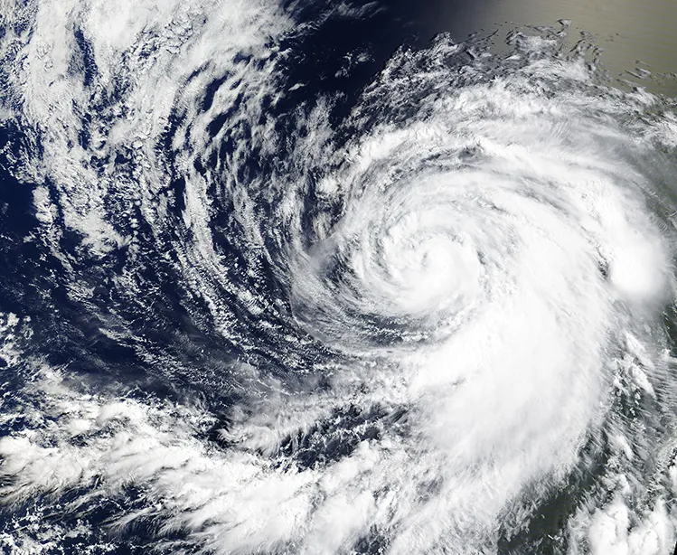 NASA MODIS satellite image of Hurricane Fausto over the Eastern Pacific Ocean on July 24, 2026