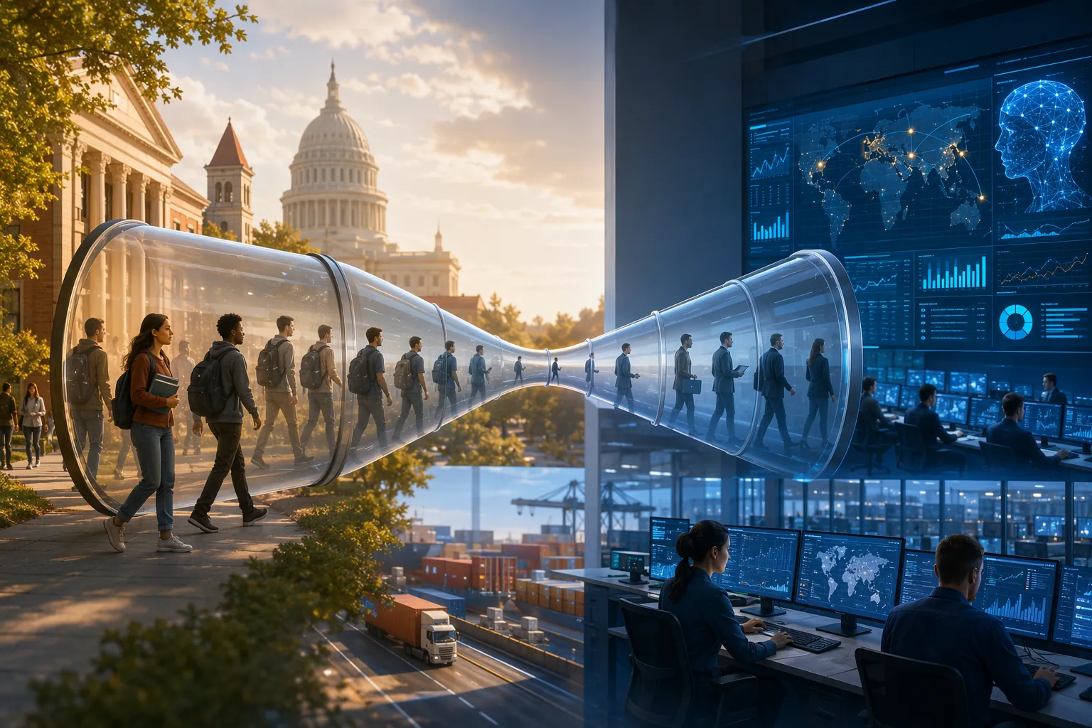 University research pipeline narrowing toward a supply chain AI operations center