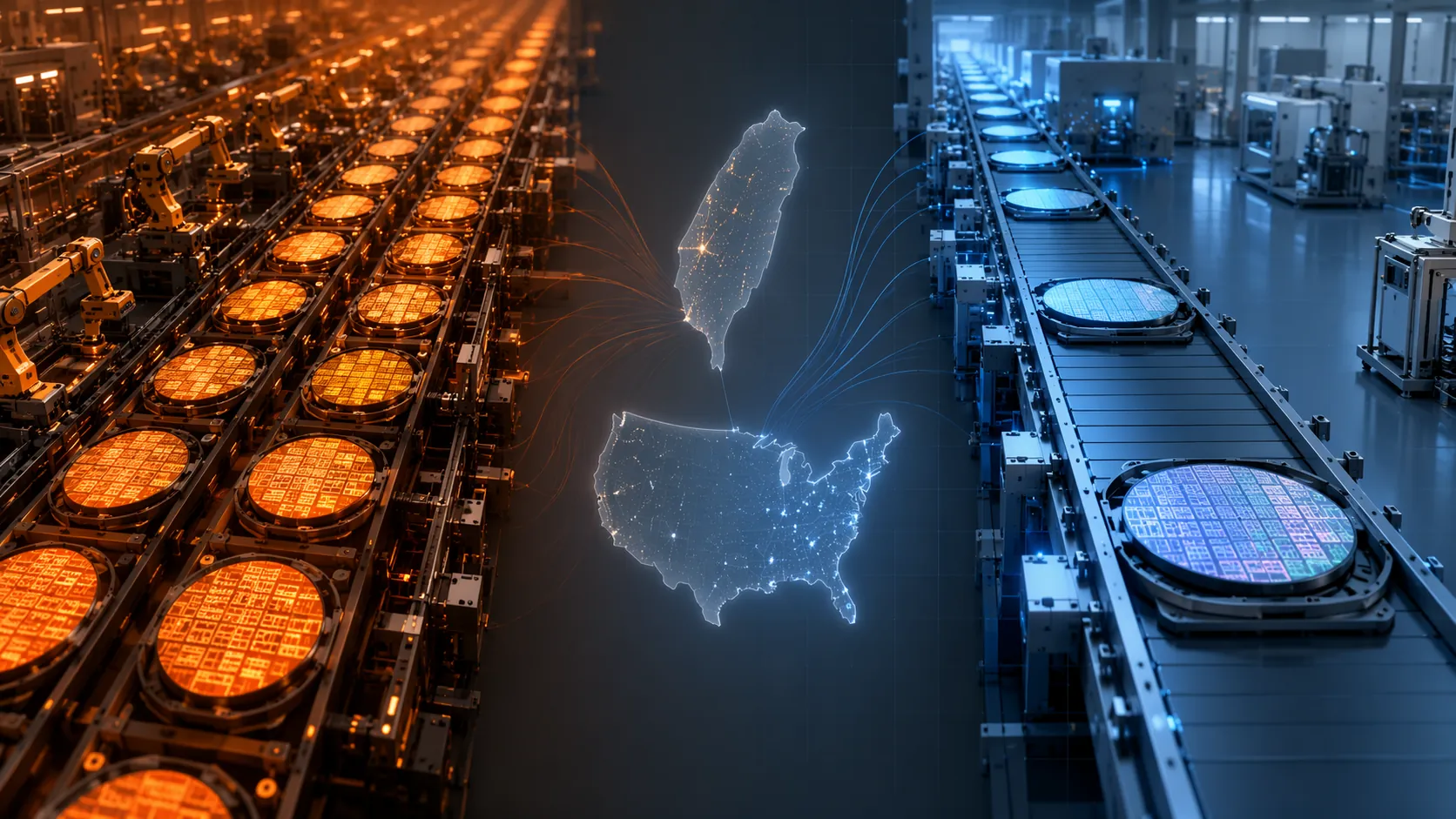 Split view of a saturated semiconductor pipeline and an alternative U.S. foundry pipeline
