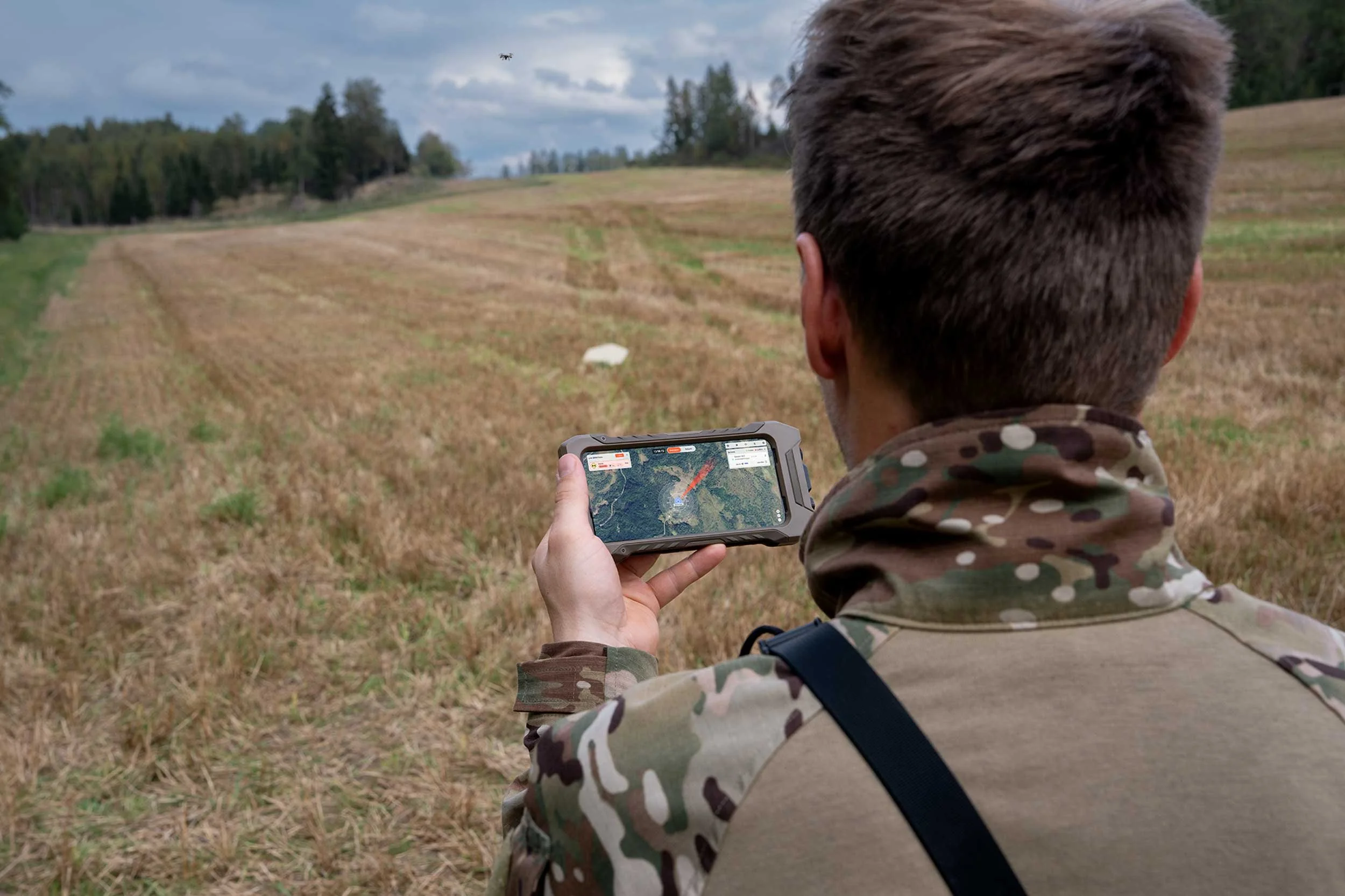 Portable drone detection sensor mounted on a tripod for temporary perimeter security