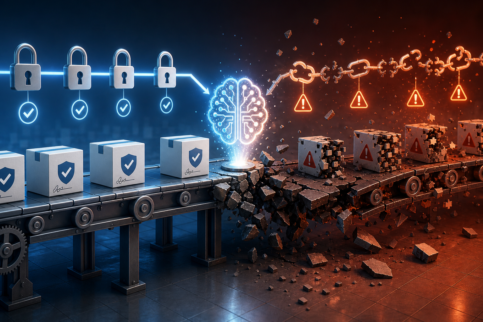 Traditional supply chain controls breaking where an autonomous AI agent enters the workflow