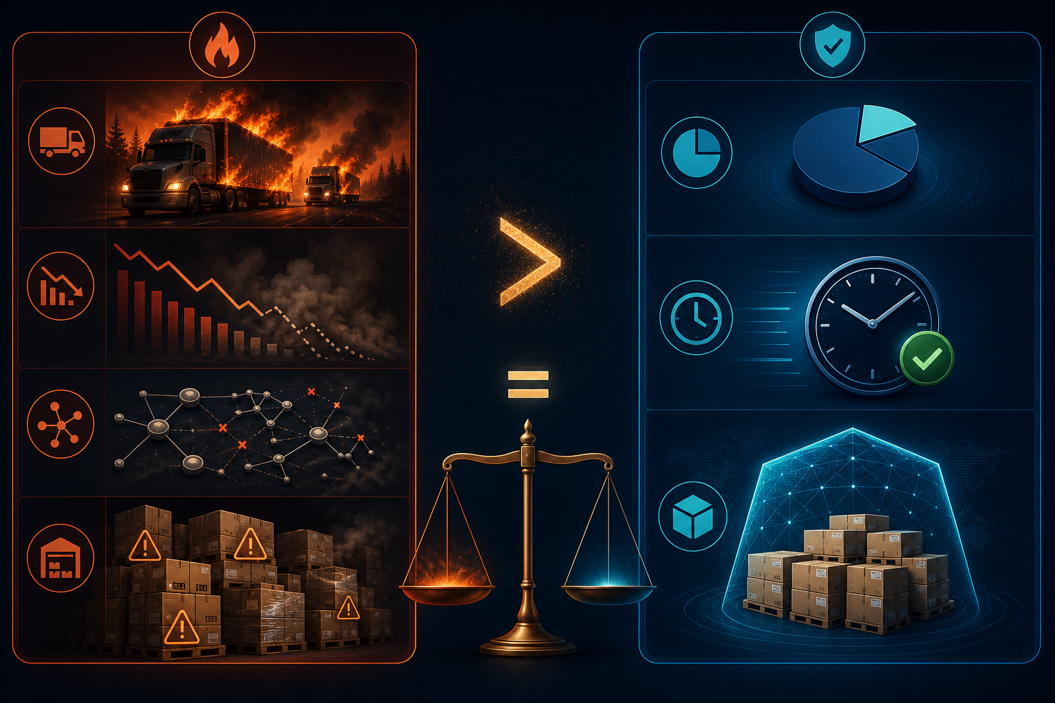 ROI comparison framework showing wildfire disruption costs against AI forecasting platform investment benefits