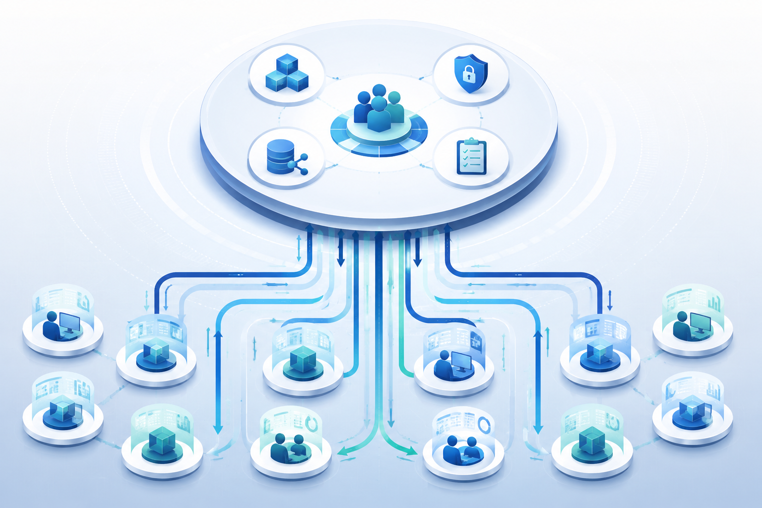 Dual AI governance model with a Center of Excellence connected to employee-submitted use cases and production models