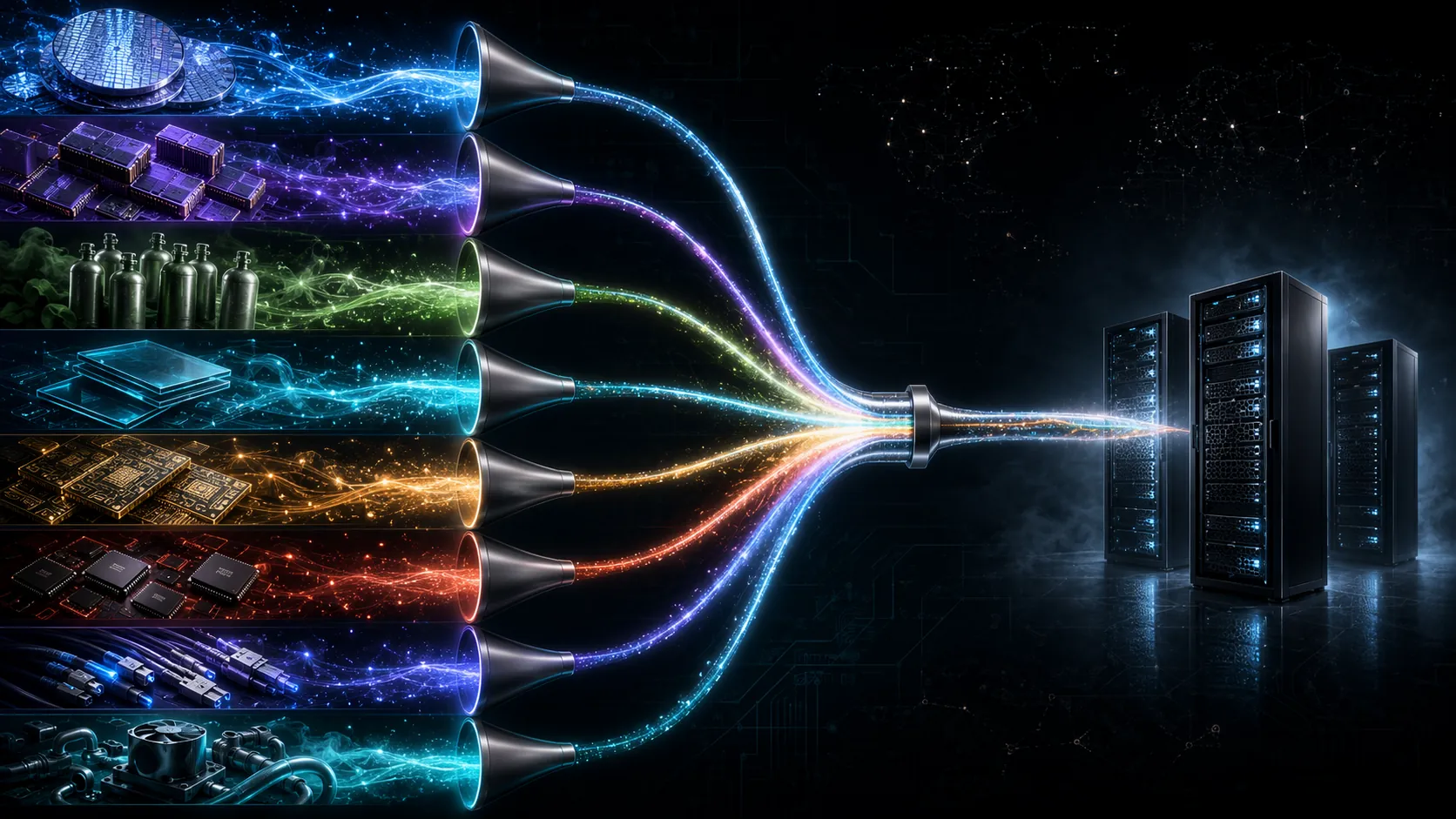 Eight supply chain bottlenecks narrowing into a single channel before AI server racks emerge