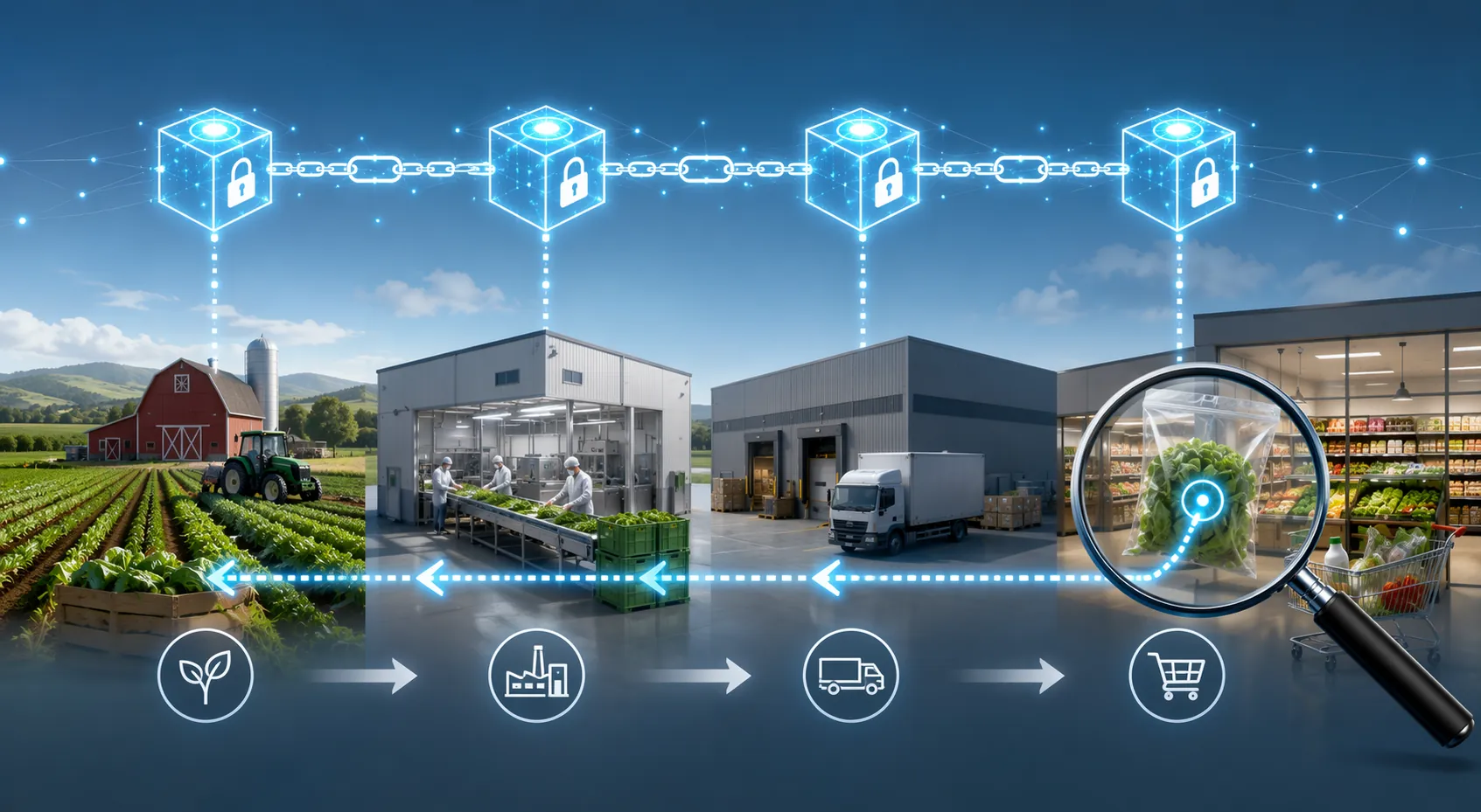 Digital lot-code tracing from farm through processing, distribution, and retail