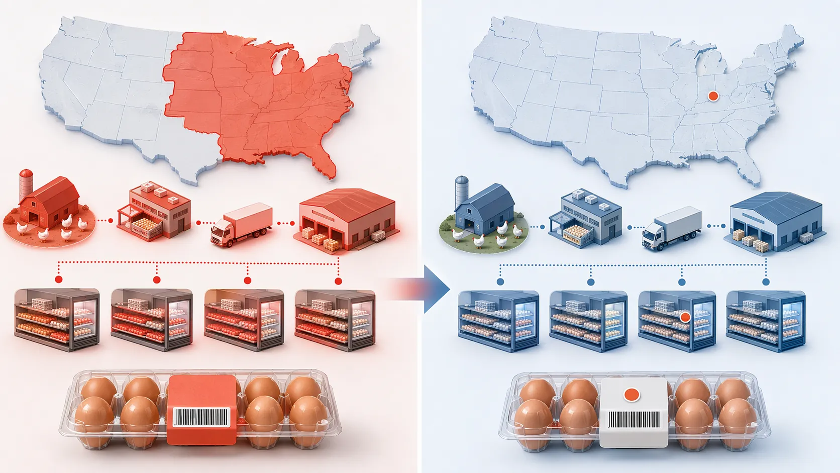 Comparison of broad recall scope versus precise lot-level recall scope in an egg supply chain